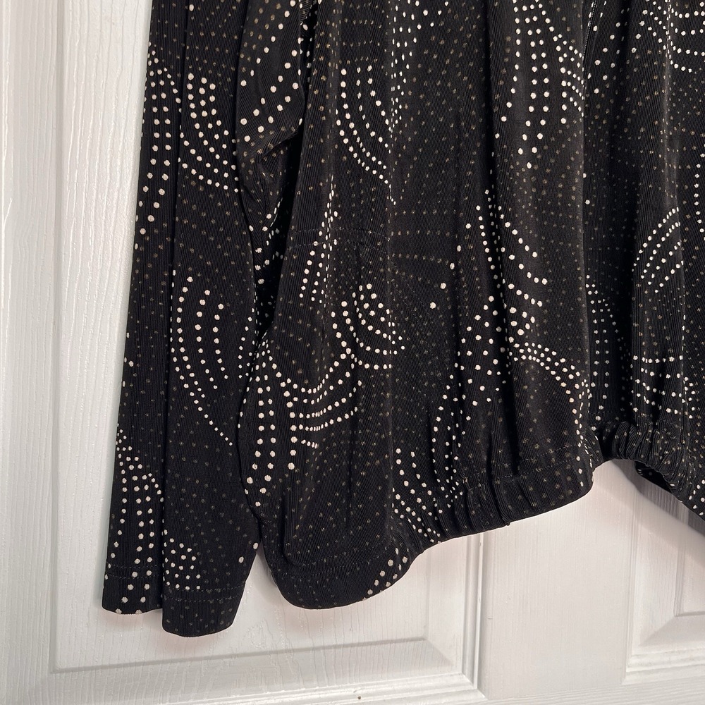 Vintage Touch Women Large Black/White Zipper Jacket Blouse W/pockets Witchy Goth - Picture 2 of 9